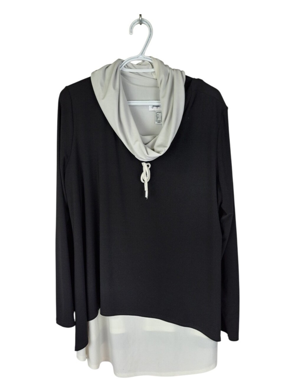 Joseph Ribkoff Two-Tone Layered Cowl Neck Tunic Top